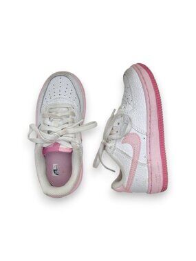 Girls Nike Air Force 1 Low White & Pink Sneakers Size 10.5C